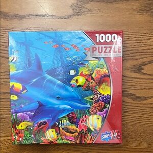 1000-Piece Dolphin Ocean Jigsaw Puzzle - Bright Blue